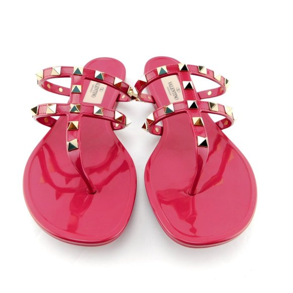New VALENTINO Rockstud Magenta Pink Jelly Sandals 36 - Picture 1 of 6